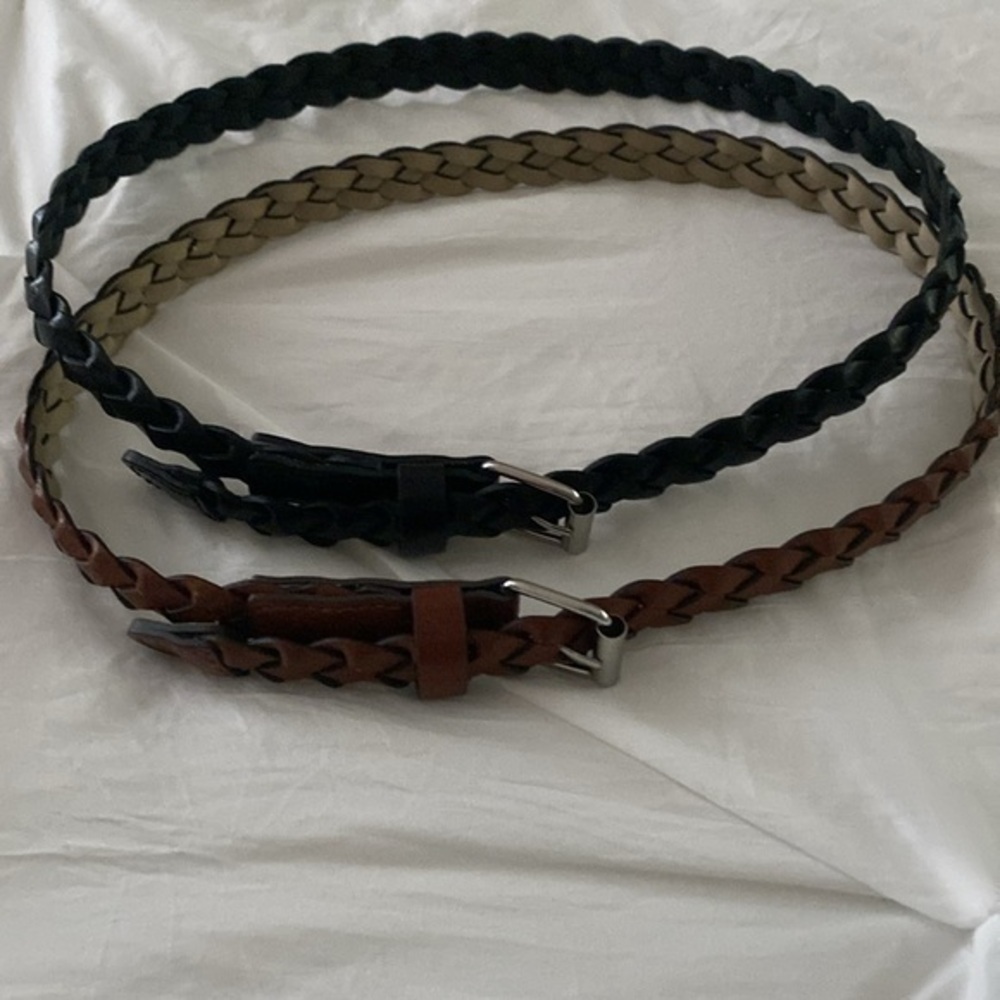 Set of 2 belts‎ brown and black each 30” long